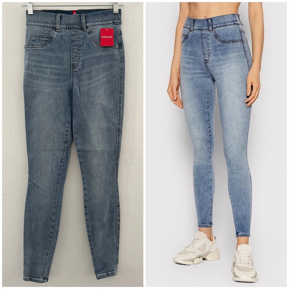 Spanx Skinny Jeans Women's XS in Light Vintage Wash Pull-On Shaping Denim NEW
